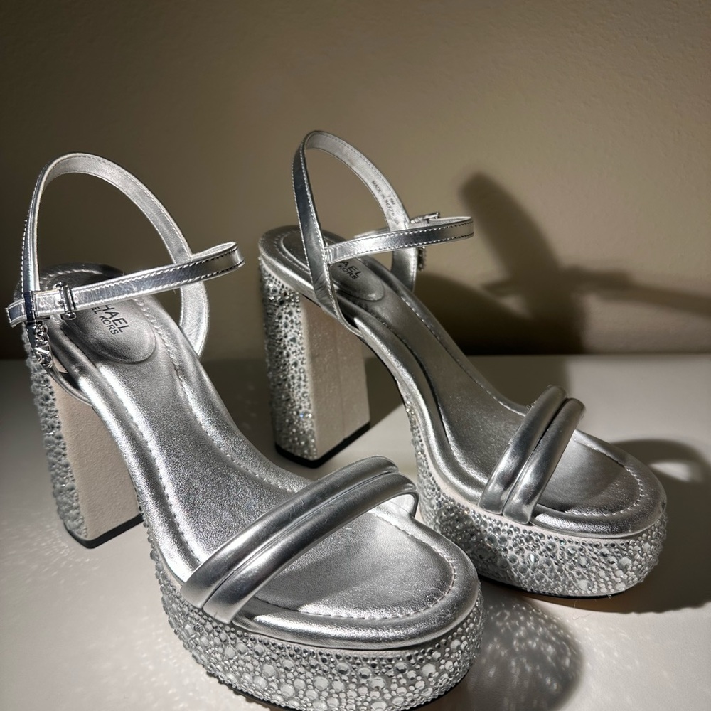Michael Kors Silver Gem Studded Heels